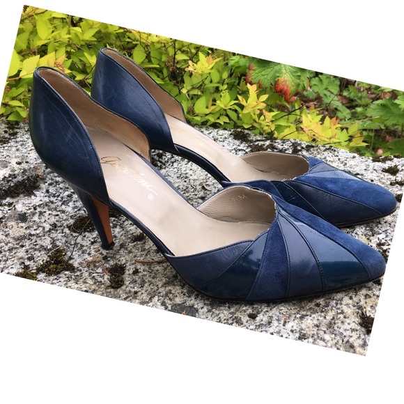 Vintage Garolini Designer Fine Blue Leather Pumps - Picture 4 of 7